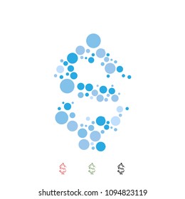 Vector Dollar Currency Symbol Mark Sign Alphabet Typo Font Geometric Bubble Circle Sphere Ball Pattern Logo Icon Brand Shape Object Element Professional Corporate Identity Modern Business