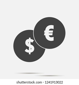Vector dollar and euro coin icon. Layers grouped for easy editing illustration. For your design.