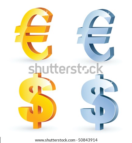Vector dollar and euro signs.
