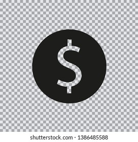 Vector Dollar icon black on transparent background