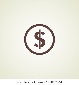 Vector  with dollar icon. Icon for business. For movement / examination.  Abstract symbol. Vector illustration.