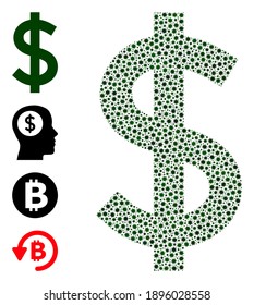 Vector dollar icon coronavirus collage. Dollar mosaic is constructed of tiny coronavirus viral icons. Image is constructed for lockdown purposes.