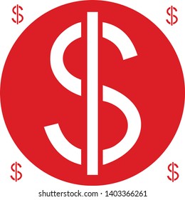 Vector dollar icon in red
