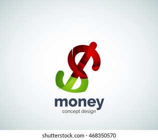 Modelo de logotipo de cifrão vetorial, ícone comercial abstrato