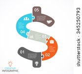 Vector dollar puzzle arrows infographic. Template for money diagram, graph, presentation and chart. Business concept with 5 options, parts, steps or processes. Logo design.