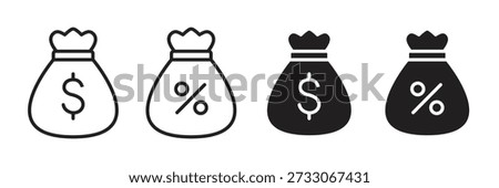 Vector Dollar Sack And Percent Sack Icons