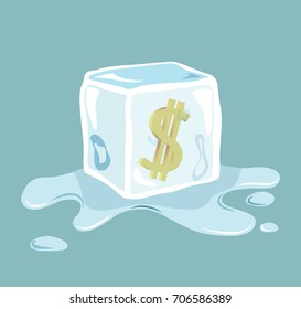 Vector of Dollar sign frozen in ice cube