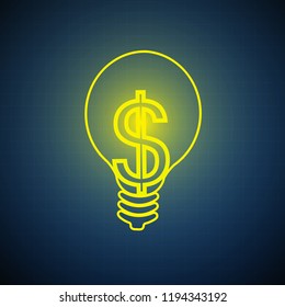 Vector : Dollar sign in light bulb on blue background