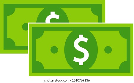 Vector Dollar sign, money dollar icon - currency dollar bill symbol