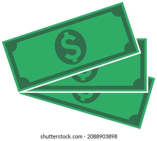 Vector Dollar sign, money three dollar icon, dollar bill symbol. Vector illustration