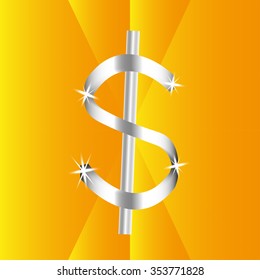 Vector dollar sign on orange background