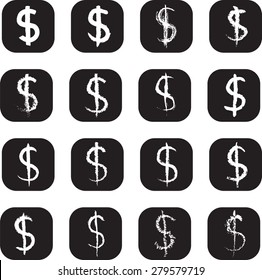 Vector dollar sign set.