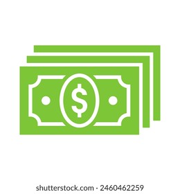 Vector Dollar sign, three dollar bills icon, dollar bill symbol.