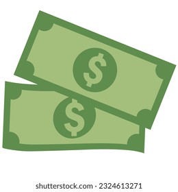 Vektor-Dollar-Schild, zwei Geld-Dollar-Symbol, Dollar-Wechselsymbol, Vektorsymbol-Aufkleber, Geld-Vektorgrafik-Finanz-Clip-Art in flachem Design.