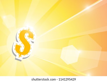 Vector : Dollar signs and len flare on orange background