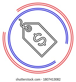 Vector Dollar tag sign, money dollar icon - dollar bill symbol, money label. Thin line pictogram - outline editable stroke