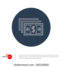 Vector Dollars Currency Note icon - Flat pictogram icons illustration