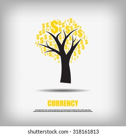 Vector : Dollars currency symbol tree business background