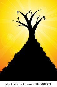 Vector : Dollars on branch with yellow business background