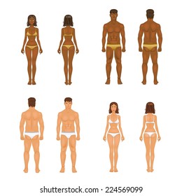 vector dolls, young woman and guy in underwear. Body templates