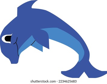 delfín vector en azul y cian sobre fondo blanco