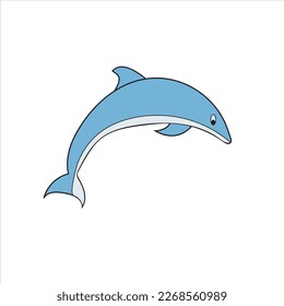 vector dolphin cartoon character on white background