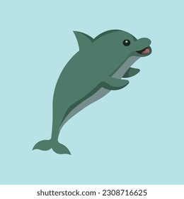 Vector dolphin cartoon character white background