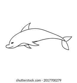 Vector dolphin. Cartoon dolphin. Hand drawn dolphin.