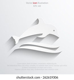 Vector dolphin flat icon illustration.