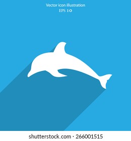 Vector dolphin flat icon illustration.