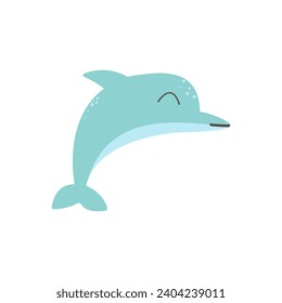 Vector dolphin in kawaii style.
Marine mammal illustration isolated on white background. Vector eps 10.