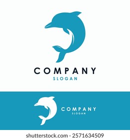 Vector Dolphin Logo Creative Design. Simple and Cute Dolphin Icon.