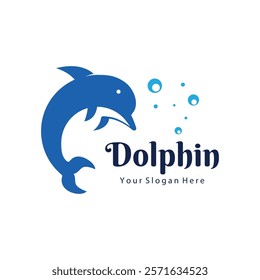 Vector Dolphin Logo Creative Design. Simple and Cute Dolphin Icon.