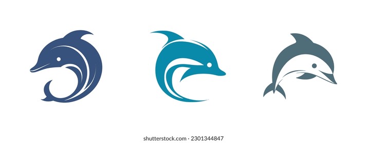Vector dolphin logo template icon illustration design. Dolphin logo concept
