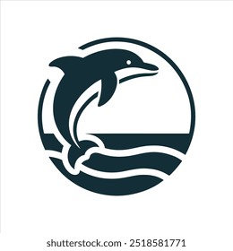 Logotipo de golfinho vetorial com fundo branco