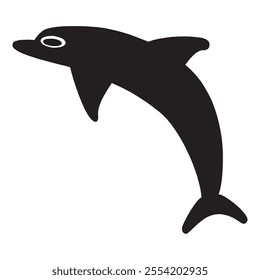 Vector dolphin silhouette art design. Dolphin drawn in black on a white background