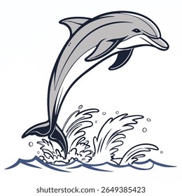 Vector Dolphins line shape silhouette icon illustration 