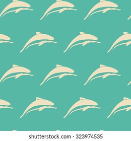 vector dolphins seamless pattern. It can be used for wallpaper, fabric design, textile design, cover, wrapping paper, card, background, pattern fills, web page backgrounds, surface textures.
