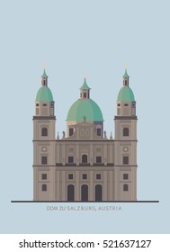 vector of Dom Zu Salzburg, Austria on blue background