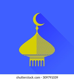 Vector Dome Icon Isolated on Blue Background. Long Shadow