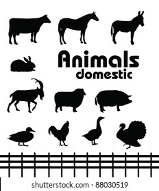 vector domestic animals silhouettes