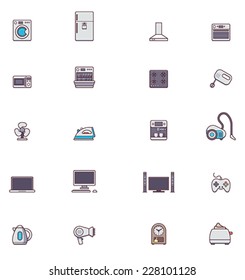 Vector domestic appliances and electronics icon set