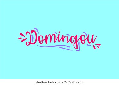 Vector domingou in brazilian portuguese illustrated hand lettering vector