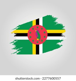Vector Dominica Fahne Pinselstrich mit farbigem Hintergrund