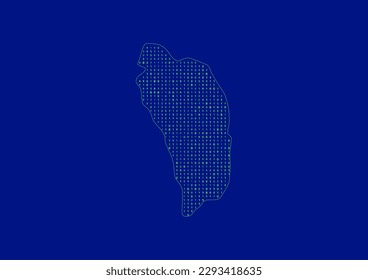 Vector Dominica map for technology or innovation or it concepts. Minimalist country border filled with 1s and 0s. File is suitable for digital editing and prints of all sizes.