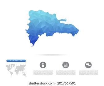 Vector Dominican Republic map blue polygon triangle mosaic for presentation. Creative concept for infographic.