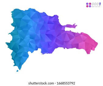 Vektorillustration Dominikanische Republik Karte bunten Polygondreieck Mosaik mit weißem Hintergrund. Farbverlauf.