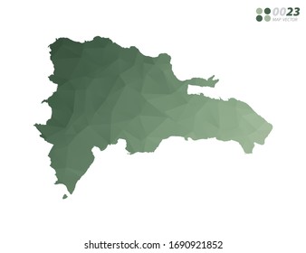 Vector of Dominican Republic map green polygon triangle mosaic with white background. style gradient.