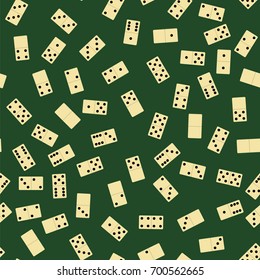 Vector Domino Seamless Pattern Isolated on Green Background. Board Game Texture