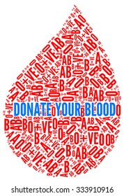 Vector of donate blood concept in word cloud